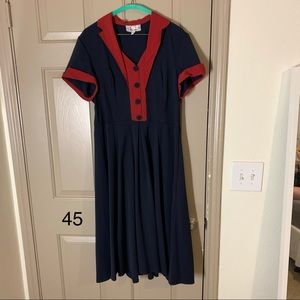 Blue Miss Candyfloss dress with red